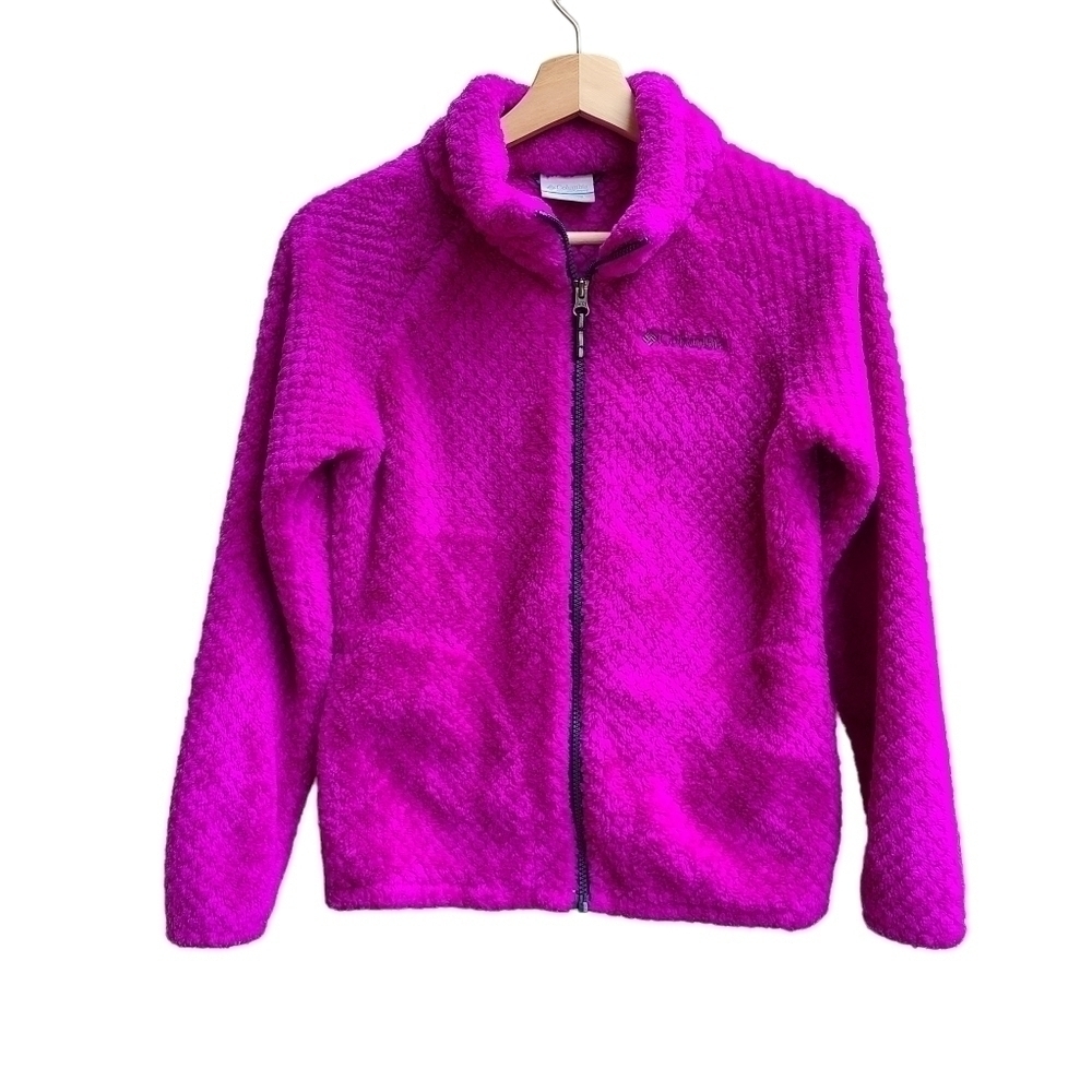 Columbia Fireside Sherpa Fleece Jacket Girls L / Women XS Fuzzy Teddy